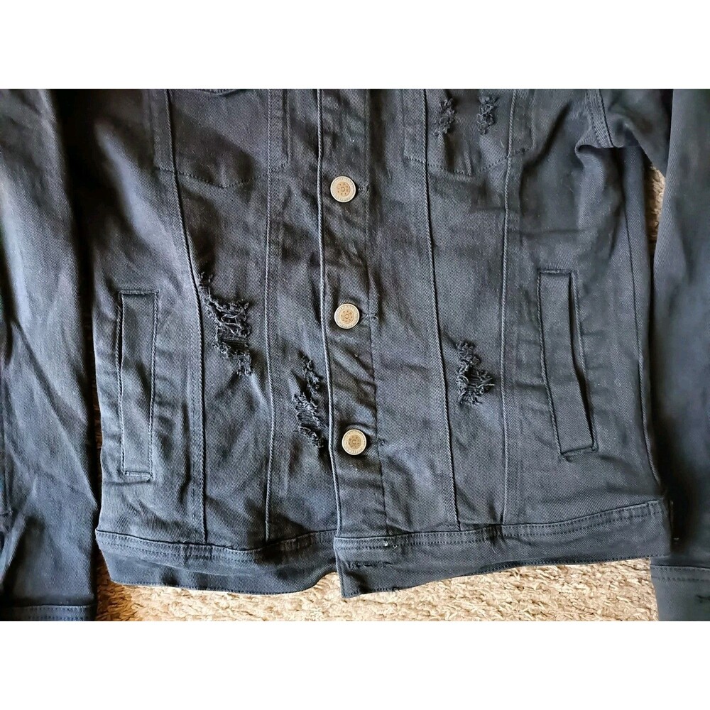 Copper Rivet Denim Jacket Men's Size Small Button Up Black Long Sleeve - Picture 3 of 9